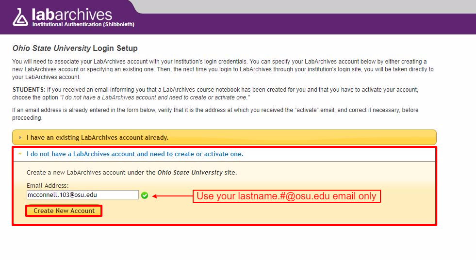 Create or Activate a New LabArchives Account Teaching and Learning