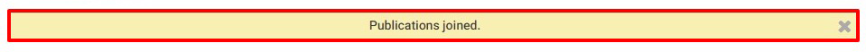Confirmation message that says "Publications joined."