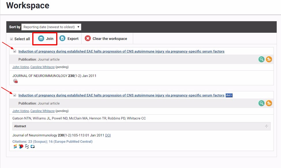 Screenshot of workspace highlighting the record checkbox and Join button