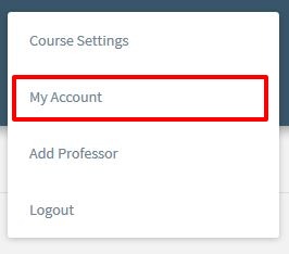 My Account selected in Top Hat settings menu