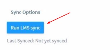 Top Hat sync options with Run LMS Sync button