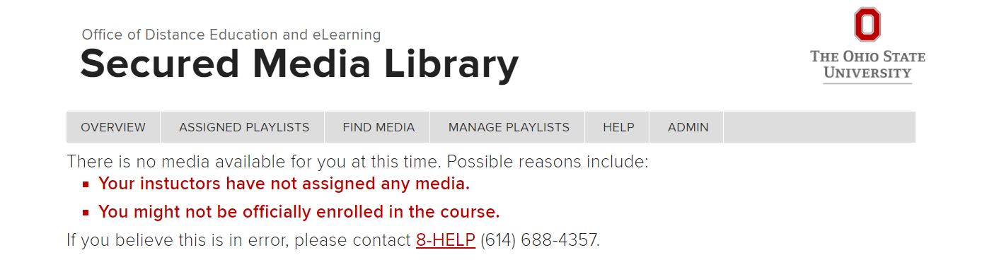 Example of "no media available" message that students may report