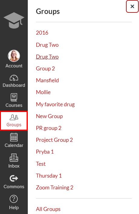Click Groups from global navigation