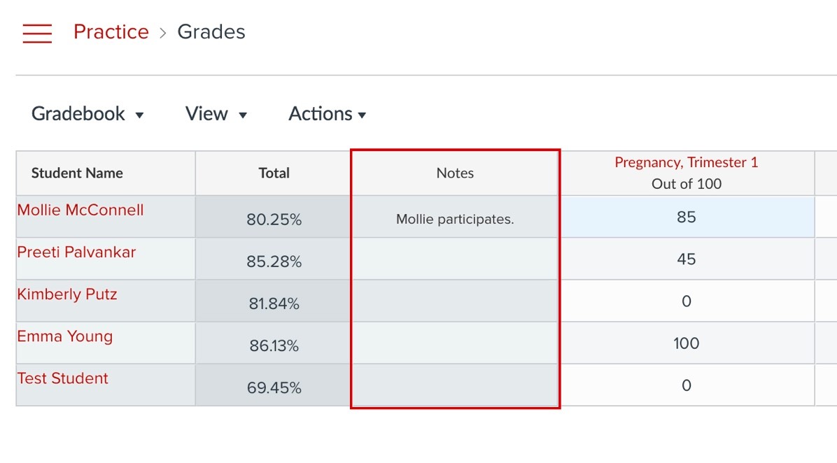 Gradebook Menu Options | Teaching and Learning Resource Center