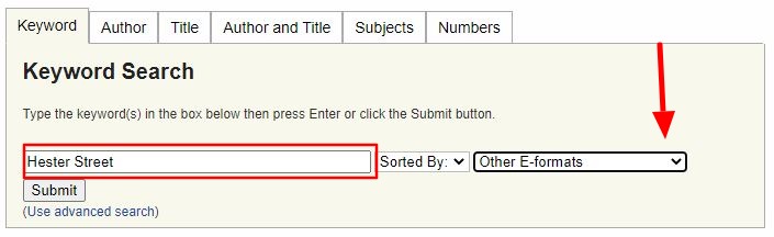 Type title then select "Other E-formats" from drop-down menu
