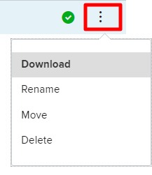 Click three dot menu to download, rename, move, or delete a file