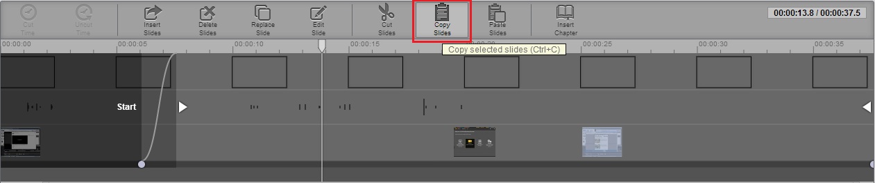 Copy Slides button in timeline edit menu