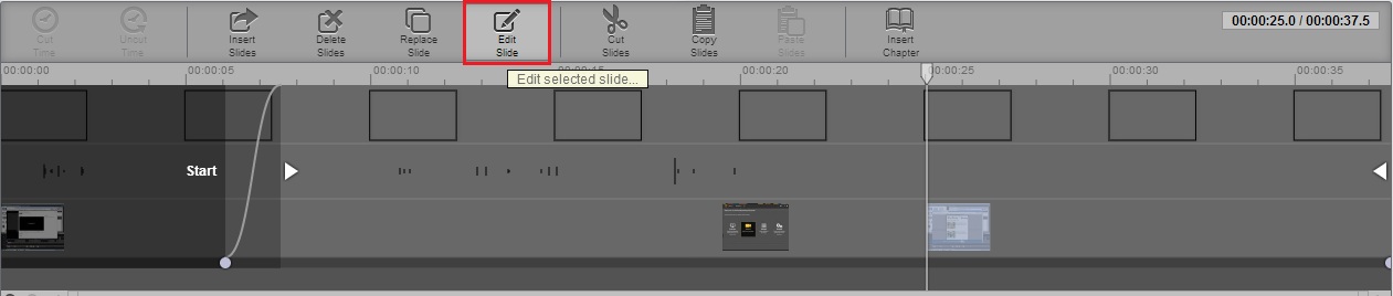 Edit Slide button in timeline edit menu