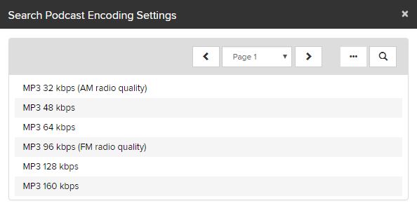 List of podcast quality options. The tip below explains what each option is best for.