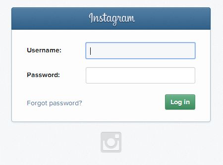 Instagram login screen