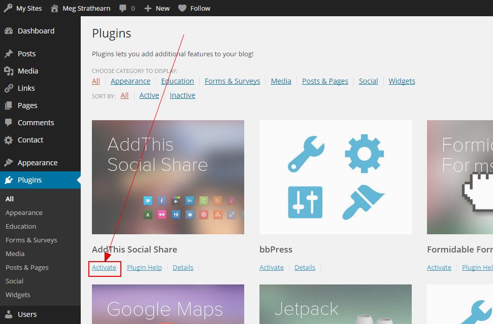 Activate link under available plugin on Plugins page of U.OSU