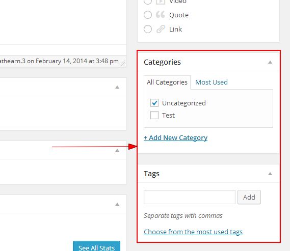 Categories and Tags widgets on Post Edit page