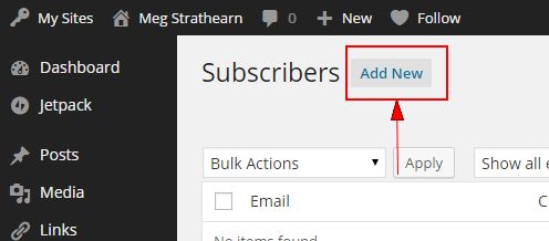 Add New button beside Subscribers heading