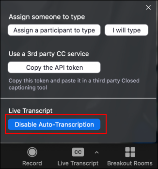 Disable Auto-Transcription