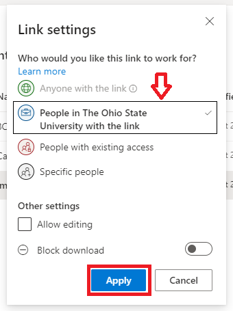 Click People in The Ohio State University with the link