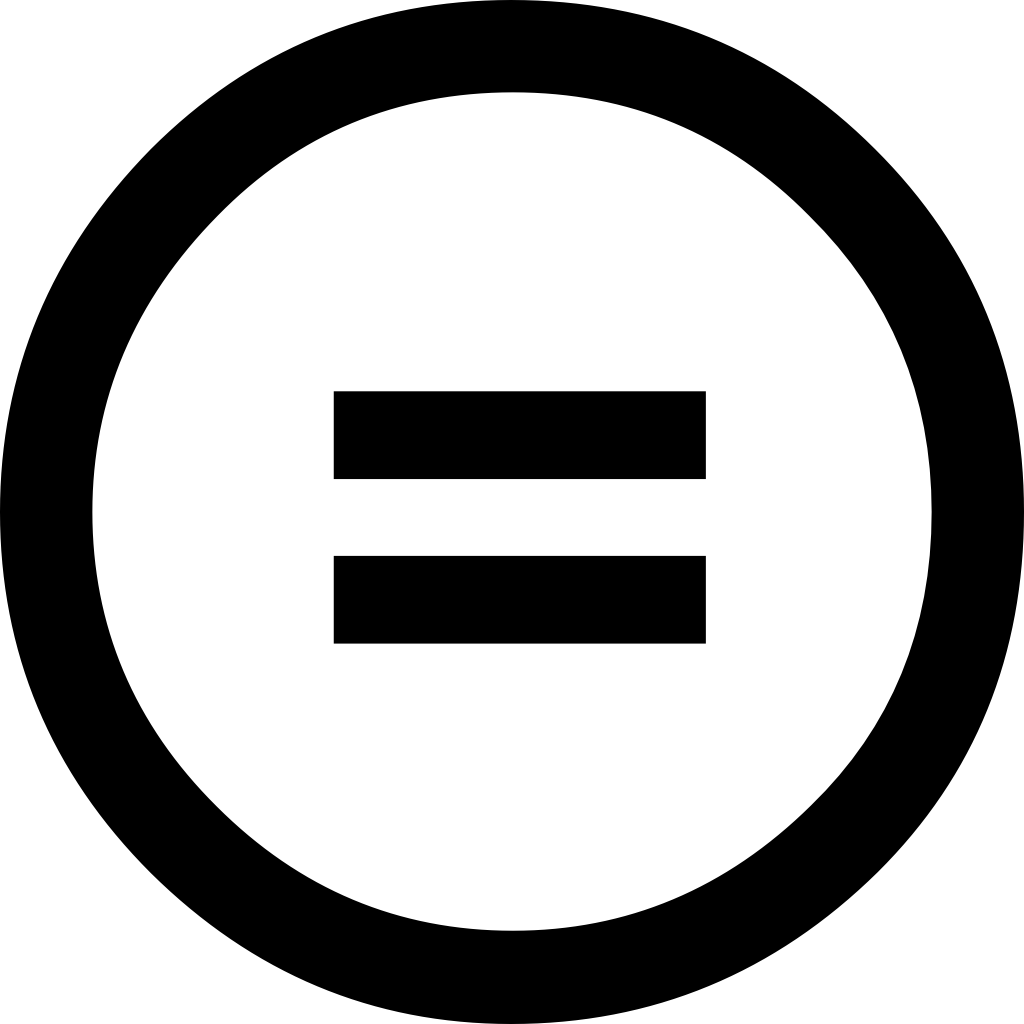 An equal sign in a circle, the icon used to represent Creative Commons No Derivate Works licenses.