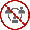 COAM icon to represent that collaborating on an assignment is not permitted: three figures connected in a circle with a slash through it.