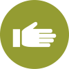 COAM icon to represent that getting help is permitted on an assignment: a hand in a circle.
