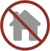 COAM icon to represent that working from home is not permitted on an assignment: a house in a circle with a slash through it.