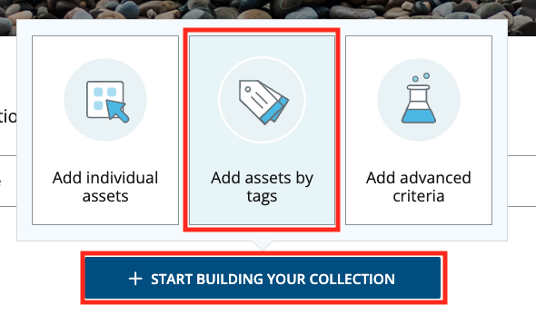 Add assets by tags button