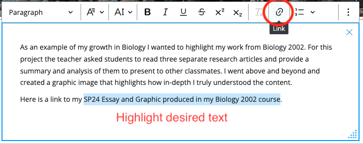 Pebblepad highlighted text