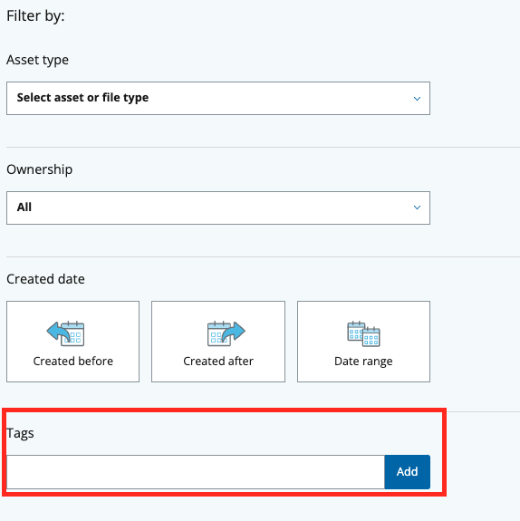 Advanced search filter section