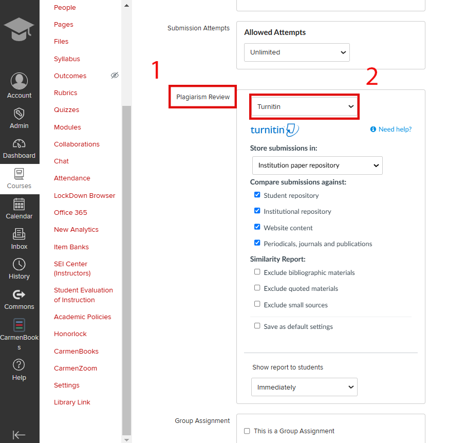 Enabling Turnitin after assignment turned in