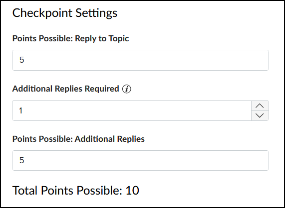 Checkpoints settings with points