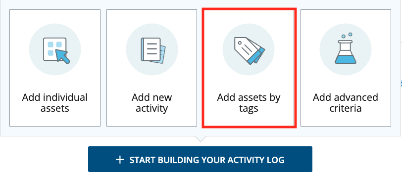 Add assets by tags button