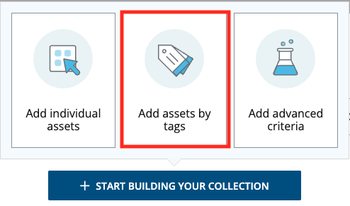Add assets by tags button