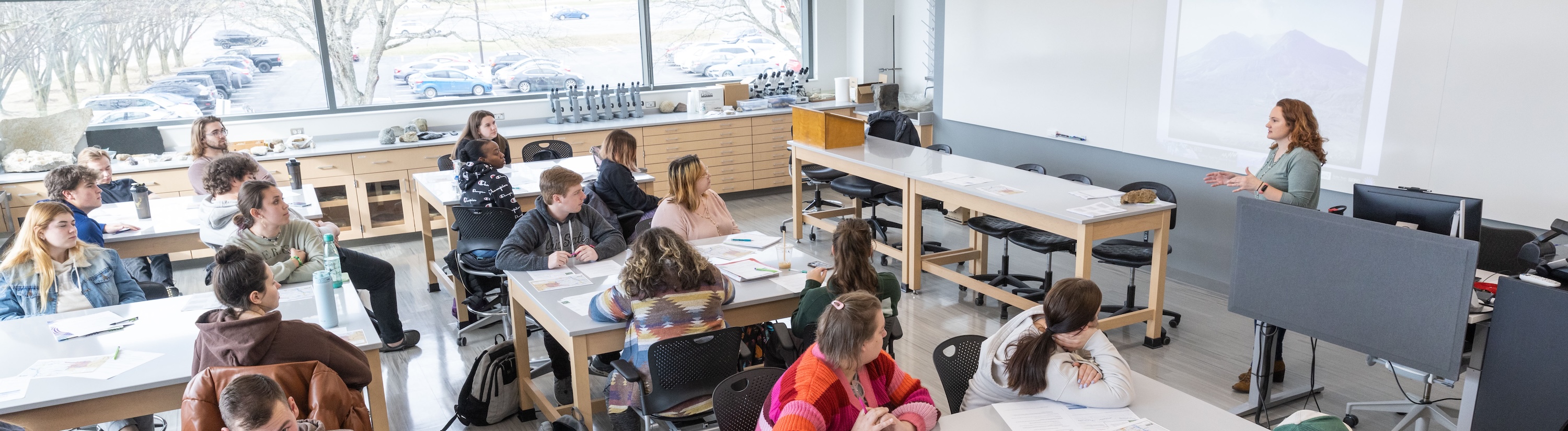 An Ohio State instructor speaks to a classroom of students.