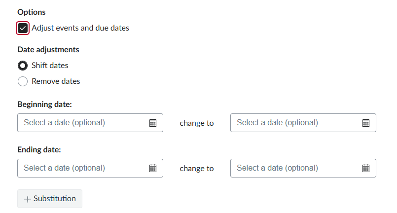 Adjust date and time options