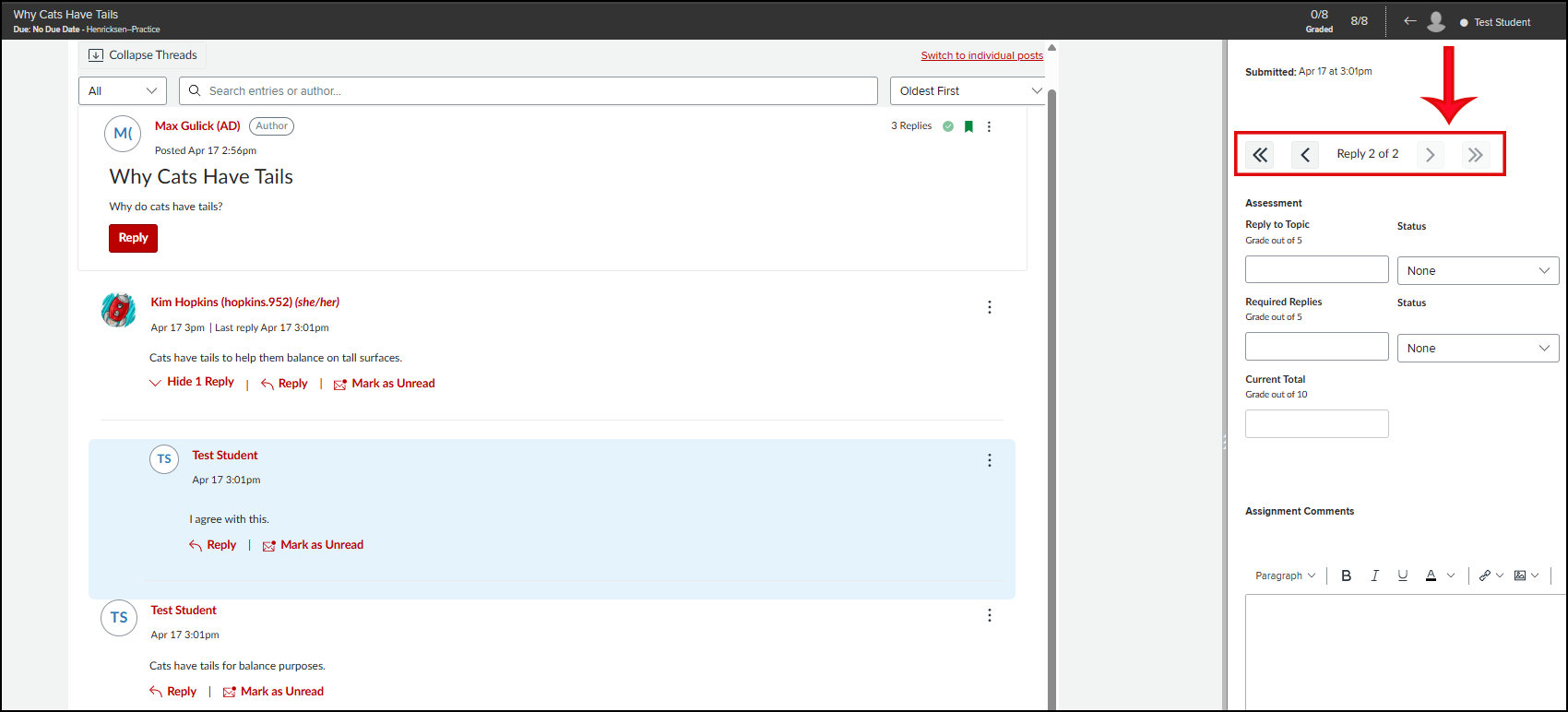 Showing replies in context Arrows