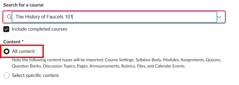 Copy All content selected