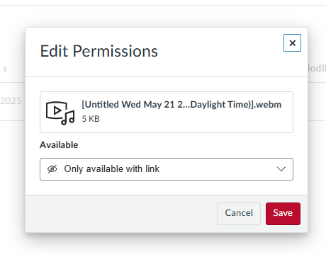 Edit Permissions Menu
