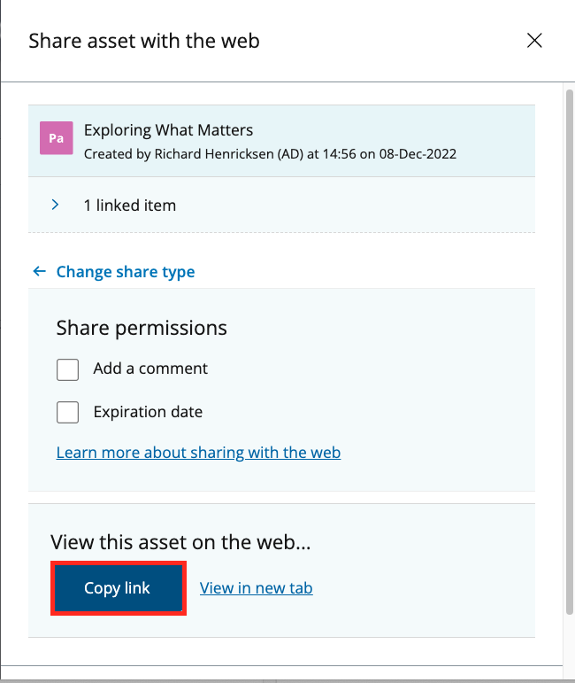 Copy Link Button