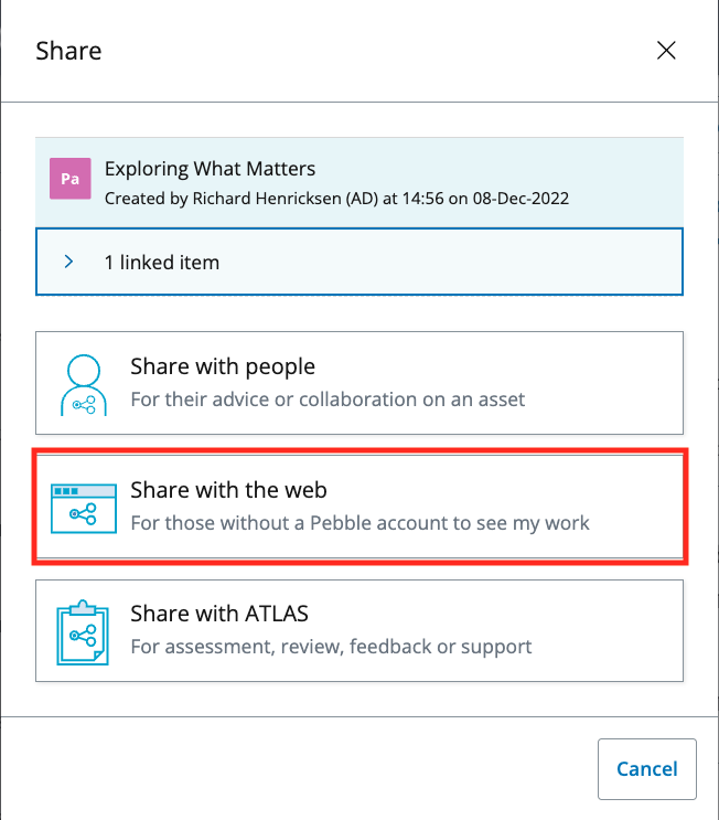 Share with web button