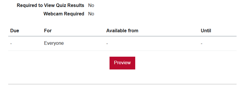 Quiz preview button