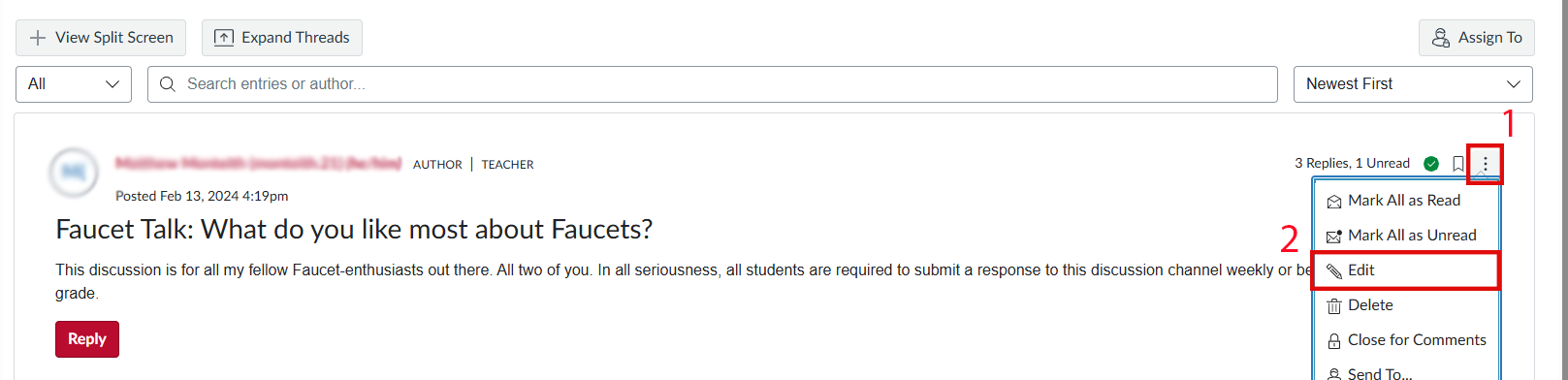 Discussions Edit Button