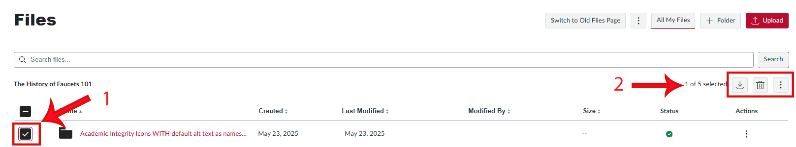 Files box checked 