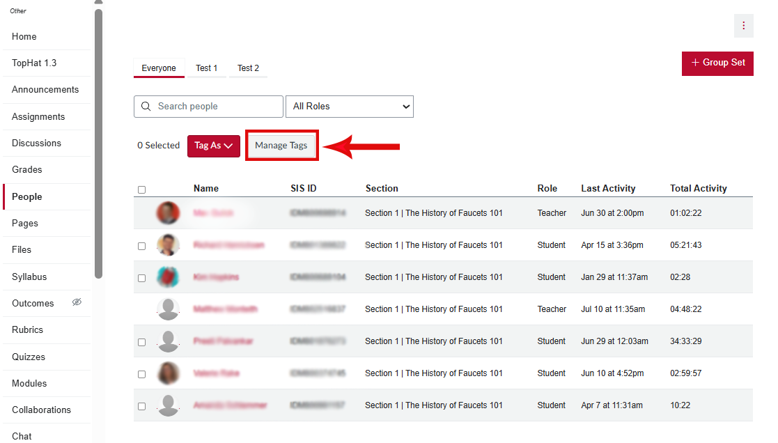 Manage Tags button in people menu