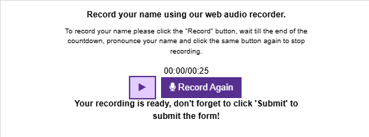 namecoach record again screen