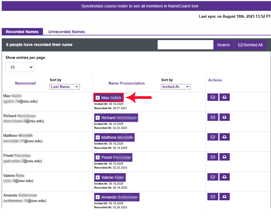 Namecoach name selected