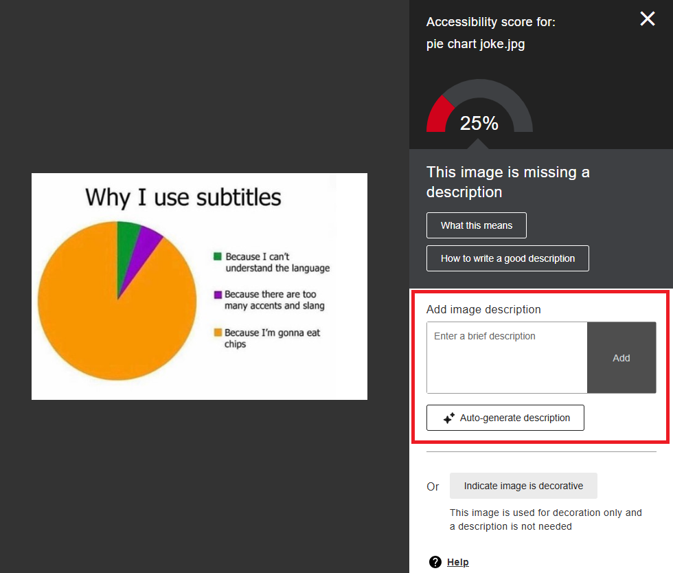 Instructor Review Panel with the add descriptions section highlighted