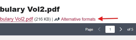 Alternative formats icon next to file name 