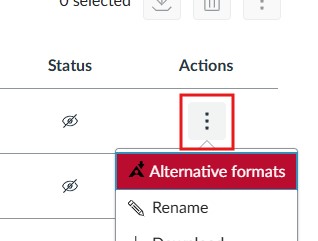Step 2 in the process of remediating documents with Ally. Click the three period button and then click Alternative Formats.