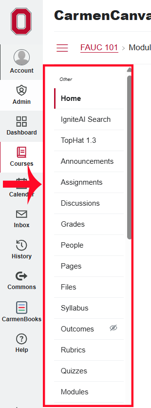 Carmen Navigation Bar highlighted