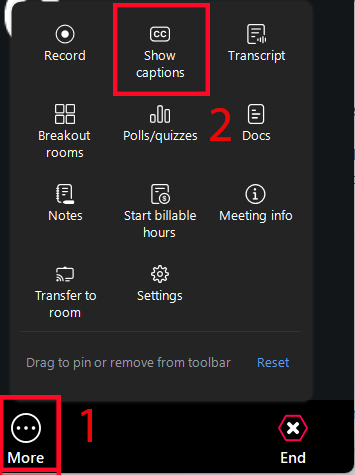 More, then show captions buttons in CarmenZoom