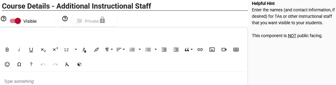 additional instructional staff panel