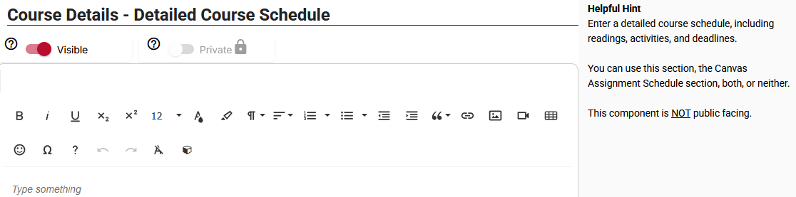 Detailed Course Schedule Panel